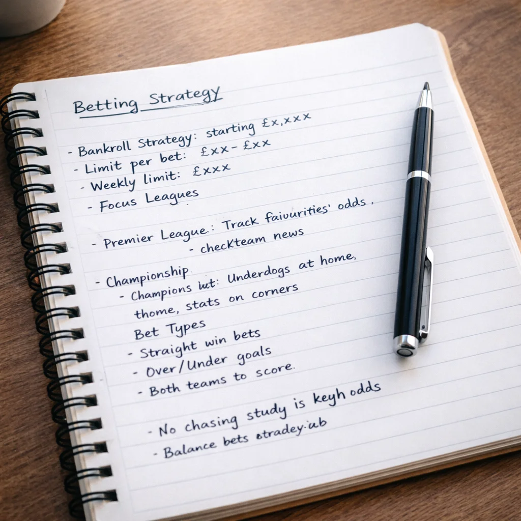 Notebook with betting strategy and planning notes