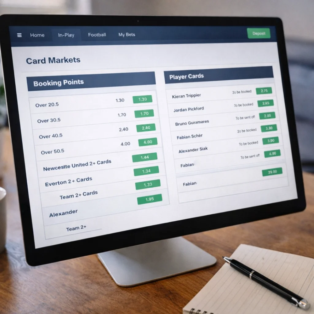 Betting interface showing various card market options