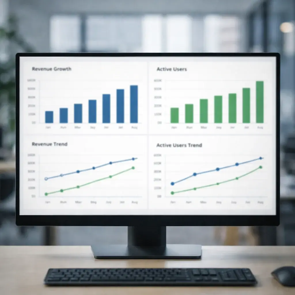 Computer screen showing statistical charts and trend analysis