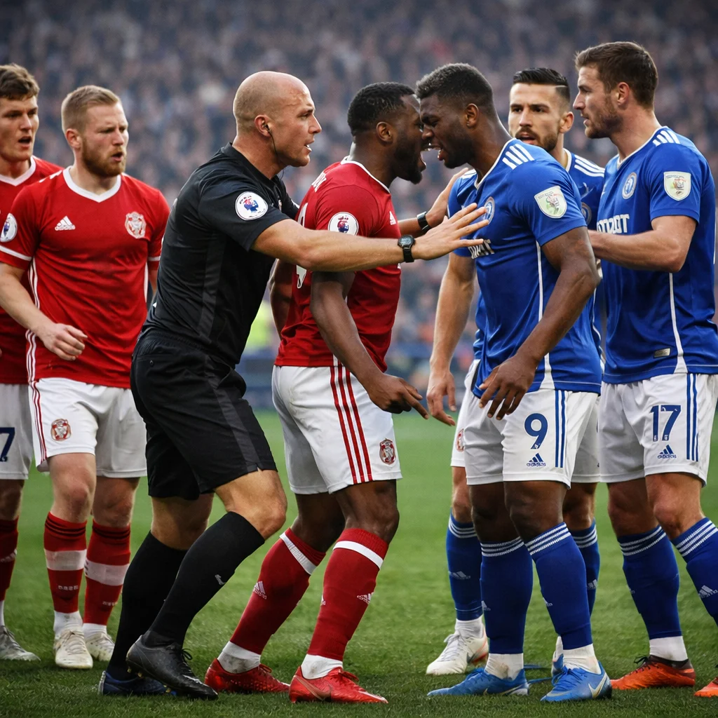 Players from rival teams in heated confrontation