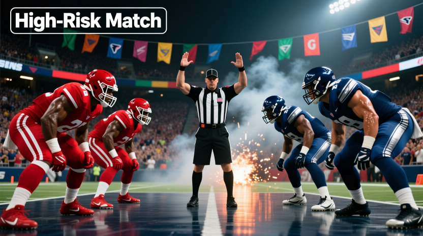Intense football derby match atmosphere with heated rivalry and high red card potential