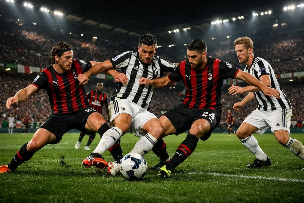 Italian Serie A football match at iconic stadium